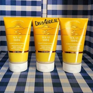 3x Bath & Body Works SOLAR SHINE Radiant Coconut & Vanilla 8oz Body Scrub Bundle